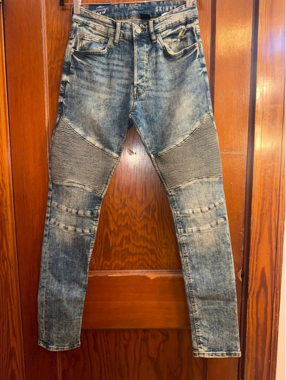H&M Divided Men’s Skinny Biker Jeans Acid Wash Blue Size 29